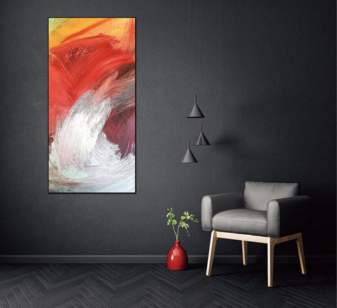 Whiteline Modern Living Flame 48"x24" Canvas Wall Art, Black PS Frame