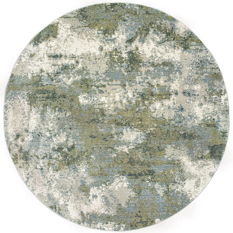 Oriental Weavers Evolution Area Rug - 8039E - 7'10" Round - in Blue/Green - Modern Style, Stain Resistant, Family and Pet Friendly, Dining Room Rug
