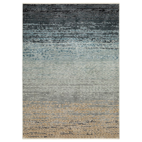 Oriental Weavers Echo Area Rug - ECH09-6'7" x 9'6" - in Blue/Beige - Modern Style, Stain Resistant, Family and Pet Friendly, Dining, Living Room Rug