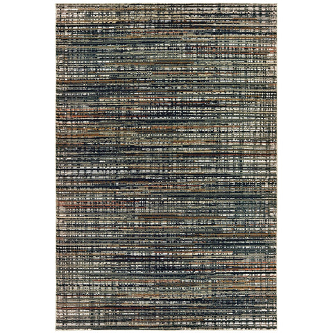 Oriental Weavers Bowen Area Rug - 1332H - 5'3" x 7'6" - in Black/Navy - Modern Style, Stain Resistant, Family and Pet Friendly, Bedroom, Office Rug
