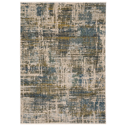 Oriental Weavers Hayden Area Rug - HAY05-9'10" x 12'10" - in Blue/Gold - Modern Style, Stain Resistant, Family and Pet Friendly, Family, Dining, Living Room Rug