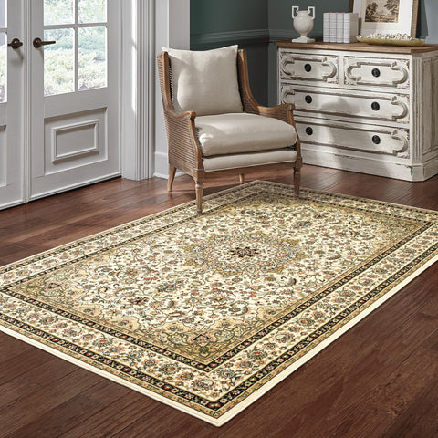Oriental Weavers Kashan Area Rug - 119W1-5'3" x 7'6" - in Ivory/Beige - Vintage Inspired, Stain Resistant, Family and Pet Friendly, Bedroom, Office Rug