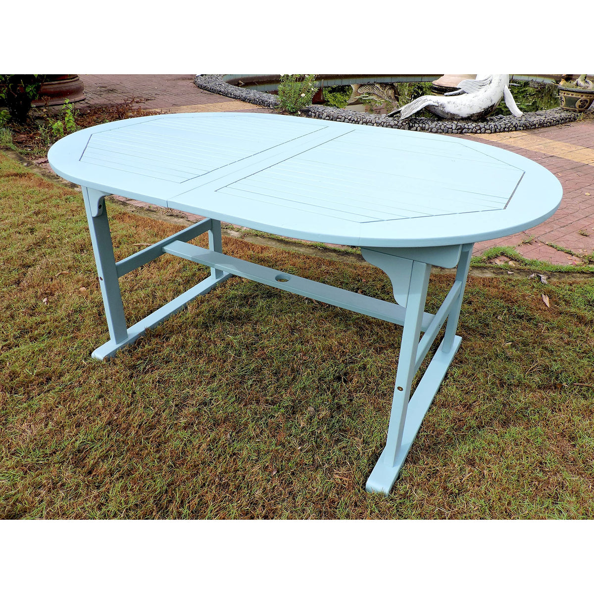 Royal Fiji 59-inch / 79-inch Acacia Oval Extendable Dining Table w/Fol ...