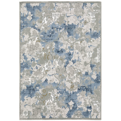 Oriental Weavers Easton Area Rug - 3313Q - 9'10" x 12'10" - in Grey/Blue - Modern Style, Stain Resistant, Family and Pet Friendly, Family, Dining, Living Room Rug