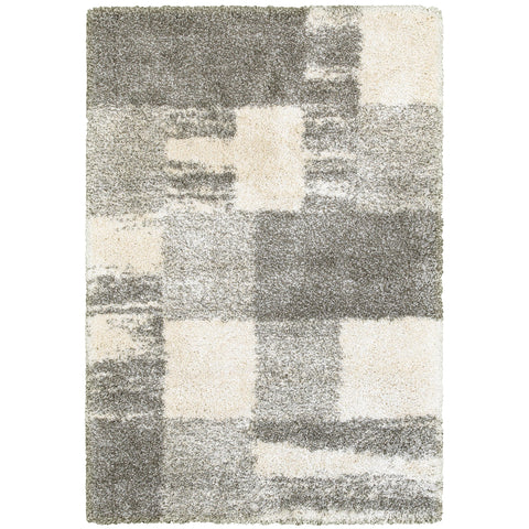 Oriental Weavers Henderson Shag Area Rug - 5502H - 9'10" x 12'10" - in Ivory/Grey - Plush Soft Shag, Modern Style, Stain Resistant, Cushion Feel, Family, Dining, Living Room Rug