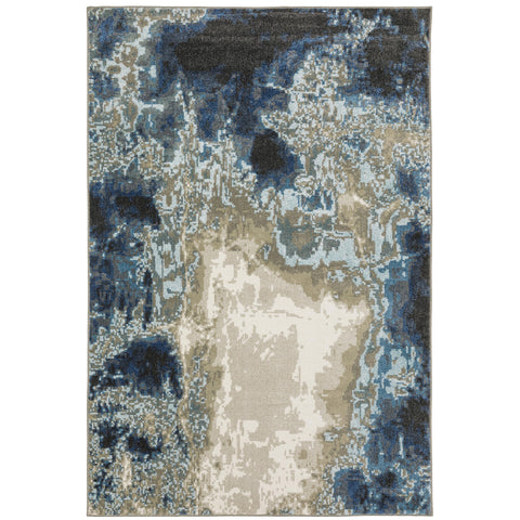 Oriental Weavers Venice Area Rug - 4151Z - 6'7" x 9'2" - in Blue/Grey - Modern Style, Stain Resistant, Family and Pet Friendly, Dining, Living Room Rug