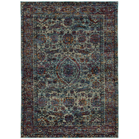 Oriental Weavers Andorra Area Rug - 6846B - 5'3" x 7'3" - in Blue/Purple - Vintage Inspired, Stain Resistant, Family and Pet Friendly, Bedroom, Office Rug