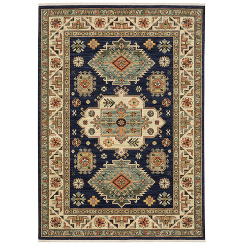 Oriental Weavers Lilihan Wool Blend Area Rug - 532B6-9'10" x 12'10" - in Navy/Multi - Southwestern Lodge Style, Wool Blend, Family, Dining, Living Room Rug