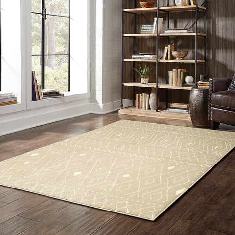 Oriental Weavers Carson Area Rug - 9665B - 3'10" x 5'5" - in Sand/Ivory - Vintage Bohemian Style, Stain Resistant, Family and Pet Friendly, Entrway, Bedroom Rug