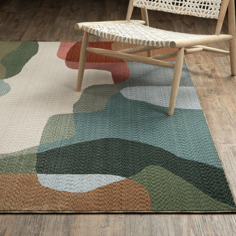 Oriental Weavers Tisdell TIS11 - Machine-Woven Area Rug - 9'10" x 12'8" - in Multi-Colored - Mid-Century Modern Style Living Room, Family Room, Dining Room Rug
