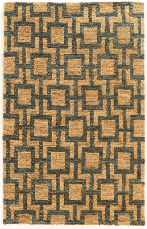 Linon RUGSK0181 Jute Soumak Collection Soumak Beige/Slate 8x11, Brown, 8'X 11'