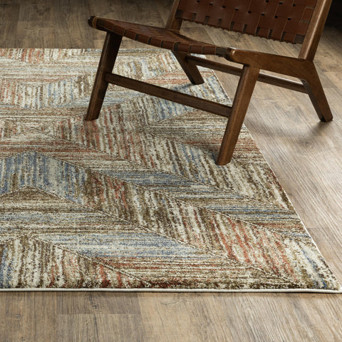 Oriental Weavers Row Gemma GEM04-9'10" x 12'6" Area Rug - in Blue/Rust - Modern, Transitional, Living Room, Family Room, Dining Room, Bed Room Area Rug
