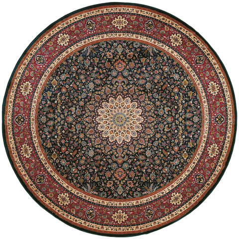 Oriental Weavers Ariana Area Rug - 095B3-6' Round - in Blue/Red - Vintage Inspired, Stain Resistant, Family and Pet Friendly, Dining Area Rug
