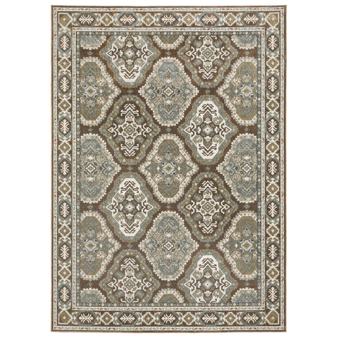 Oriental Weavers Ellington Area Rug - ELL03-7'10" x 10'10" - in Ivory/Blue - Vintage Inspired, Stain Resistant, Family and Pet Friendly, Dining, Living Room Rug