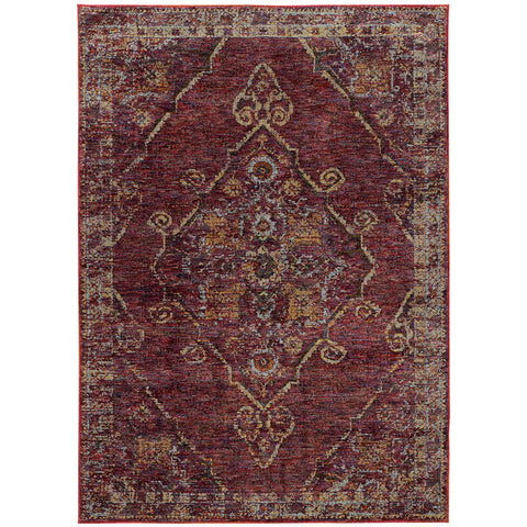 Oriental Weavers Andorra Area Rug - 7135E - 8'6" x 11'7" - in Red/Gold - Vintage Inspired, Stain Resistant, Family and Pet Friendly, Dining, Living Room Rug