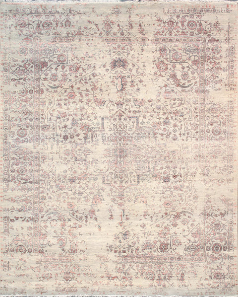 Pasargad Home Transitional Hand Knotted Area Rug, Premium Art Silk & Wool Oriental Rugs for Living Room, Bedroom, Dining Home - 8' 1" X 9'11", Silver/Copper