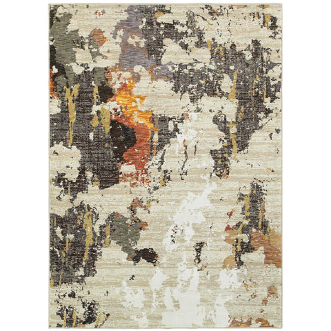 Oriental Weavers Evolution Area Rug - 7770J - 1'10" x 3'2" - in Beige/Charcoal - Modern Style, Stain Resistant, Family and Pet Friendly, Entryway, Bathroom Accent Rug