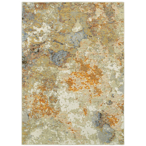 Oriental Weavers Evolution Area Rug - 8031B - 6'7" x 9'6" - in Gold/Beige - Modern Style, Stain Resistant, Family and Pet Friendly, Dining, Living Room Rug