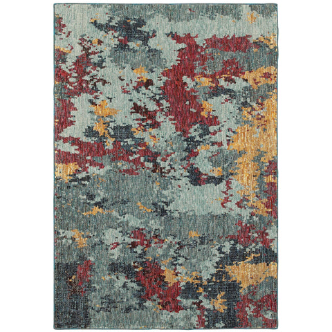 Oriental Weavers Evolution Area Rug - 8036C - 3'3" x 5'2" - in Blue/Red - Modern Style, Stain Resistant, Family and Pet Friendly, Entrway, Bedroom Rug