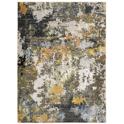 Oriental Weavers Caravan Area Rug - 502X8-5'3" x 7'6" - in Grey/Multi - Modern Style, Stain Resistant, Family and Pet Friendly, Bedroom, Office Rug