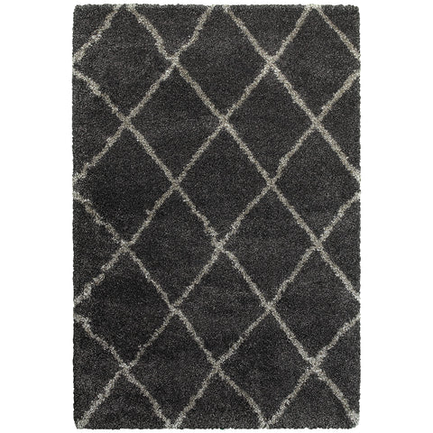 Oriental Weavers Henderson Shag Area Rug - 090K1-7'10" x 10'10" - in Charcoal/Grey - Plush Soft Shag, Modern Style, Stain Resistant, Cushion Feel, Dining, Living Room Rug