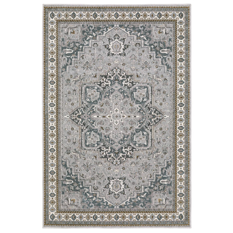 Oriental Weavers Ellington Area Rug - ELL02-9'10" x 12'10" - in Blue/Grey - Vintage Inspired, Stain Resistant, Family and Pet Friendly, Family, Dining, Living Room Rug