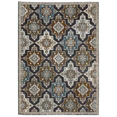 Oriental Weavers Ellington Area Rug - ELL07-7'10" x 10'10" - in Grey/Blue - Vintage Inspired, Stain Resistant, Family and Pet Friendly, Dining, Living Room Rug