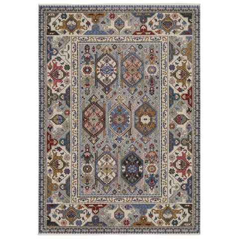 Oriental Weavers Hastings Area Rug - HA04E - 9'10" x 12'10" - in Blue/Grey - Vintage Inspired, Stain Resistant, Family and Pet Friendly, Family, Dining, Living Room Rug