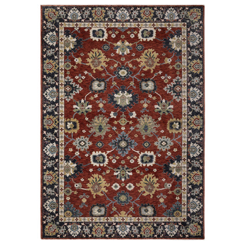 Oriental Weavers Eliana Area Rug - ELI12-3'3" x 5' - in Rust Red/Blue - Vintage Inspired, Stain Resistant, Family and Pet Friendly, Entrway, Bedroom Rug