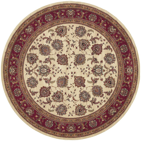 Oriental Weavers Ariana Area Rug - 117J3-8' Round - in Ivory/Red - Vintage Inspired, Stain Resistant, Family and Pet Friendly, Dining Room Rug