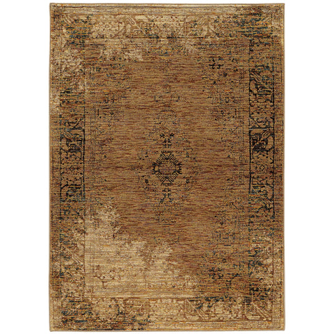 Oriental Weavers Andorra Area Rug - 6845D - 1'10" x 3'2" - in Gold/Brown - Vintage Inspired, Stain Resistant, Family and Pet Friendly, Entryway, Bathroom Accent Rug