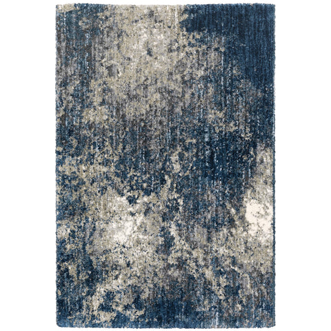 Oriental Weavers Aspen Shag Area Rug - 2060L - 9'10" x 12'10" - in Blue/Grey - Plush Soft Shag, Modern Style, Stain Resistant, Cushion Feel, Family, Dining, Living Room Rug