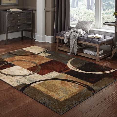 Oriental Weavers Hudson Area Rug - 2544B - 10' x 13' - in Brown/Black - Modern Style, Stain Resistant, Family and Pet Friendly, Family, Dining, Living Room Rug