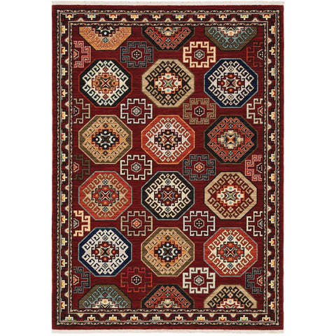 Oriental Weavers Lilihan Wool Blend Area Rug - 091R6-9'10" x 12'10" - in Red/Multi - Vintage Inspired, Wool Blend, Family, Dining, Living Room Rug
