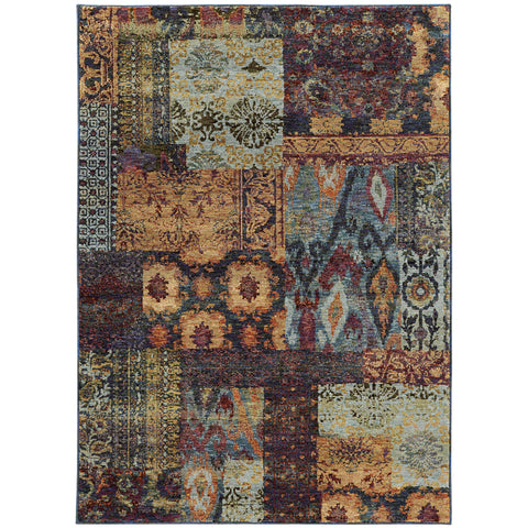Oriental Weavers Andorra Area Rug - 7137A - 10' x 13'2" - in Gold/Blue - Vintage Inspired, Stain Resistant, Family and Pet Friendly, Family, Dining, Living Room Rug