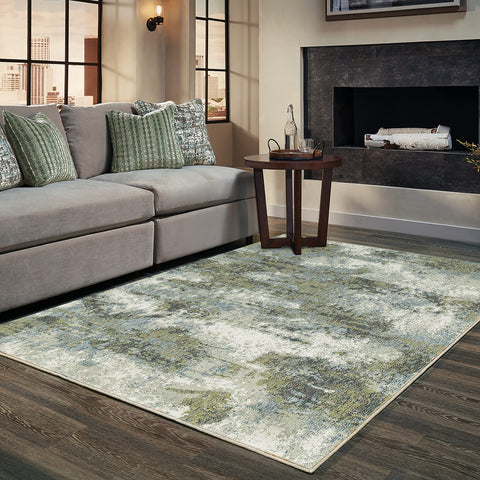 Oriental Weavers Evolution Area Rug - 8039E - 3'3" x 5'2" - in Blue/Green - Modern Style, Stain Resistant, Family and Pet Friendly, Entrway, Bedroom Rug