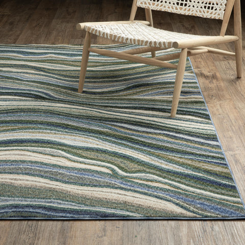 Oriental Weavers Tisdell TIS10 - Machine-Woven Area Rug - 9'10" x 12'8" - in Green/Blue - Modern Style Living Room, Family Room, Dining Room Rug