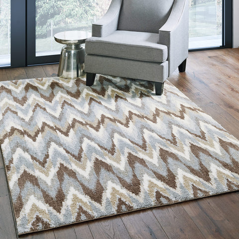 Oriental Weavers Verona Area Rug - 004D6-2' x 3' - in Grey/Taupe - Plush Soft Shag, Modern Style, Stain Resistant, Cushion Feel, Entryway, Bathroom Accent Rug