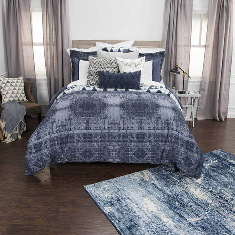 Rizzy Home | BT4467 | Duvet | 114"x98" Blue/Neutral/ Geometric
