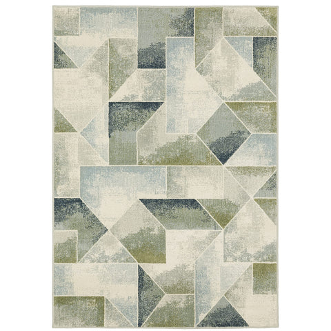 Oriental Weavers Branson Area Rug - BR10A - 7'10" x 10' - in Blue/Green - Modern Style, Stain Resistant, Family and Pet Friendly, Dining, Living Room Rug