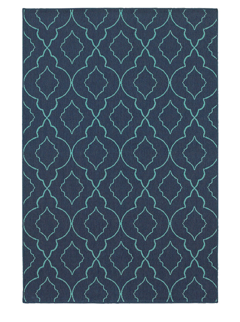 Granville Rugs Loggia Indoor/Outdoor Rug, Navy/Blue, 6' 7" x 9' 6"