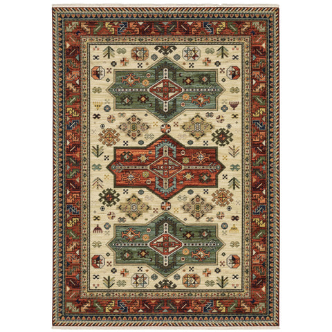 Oriental Weavers Lilihan Wool Blend Area Rug - 8022R - 6'7" x 9'6" - in Red/Multi - Southwestern Lodge Style, Wool Blend, Dining, Living Room Rug