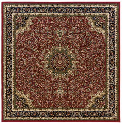 Oriental Weavers Ariana Area Rug - 116R3-8' Square - in Red/Blue - Vintage Inspired, Stain Resistant, Family and Pet Friendly, Dining Room Rug