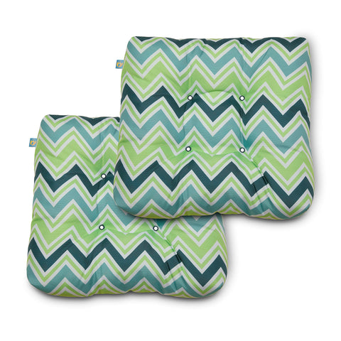 DUCKCOVERS® Water-Resistant Indoor/Outdoor Seat Cushions, 19 x 19 x 5 Inch, 2 Pack, Mint Marine Chevron