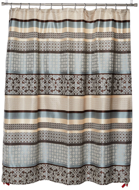Princeton Geometric Jacquard Fabric Shower Curtain, Transitional Shower Curtains for Bathroom, 72 X 72, Blue