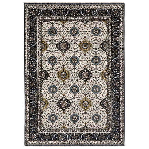 Oriental Weavers Vivian Area Rug - VI04D - 9'10" x 12'10" - in Ivory/Navy - Vintage Inspired, Stain Resistant, Family and Pet Friendly, Family, Dining, Living Room Rug