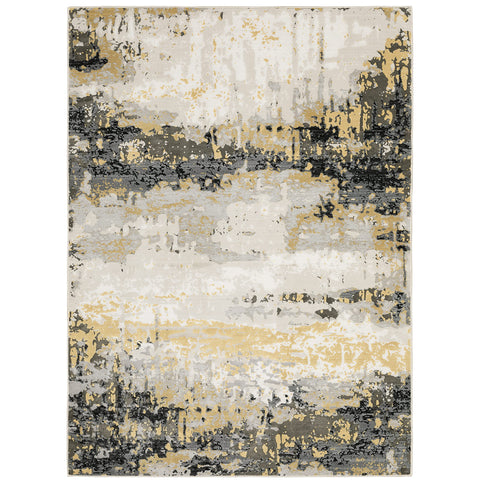 Oriental Weavers Caravan Area Rug - 2061X - 7'10" x 10'10" - in Grey/Gold - Modern Style, Stain Resistant, Family and Pet Friendly, Dining, Living Room Rug