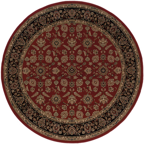 Oriental Weavers Ariana Area Rug - 271C3-8' Round - in Red/Black - Vintage Inspired, Stain Resistant, Family and Pet Friendly, Dining Room Rug