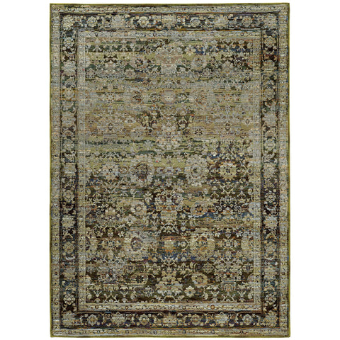 Oriental Weavers Andorra Area Rug - 7125C - 1'10" x 3'2" - in Green/Brown - Vintage Inspired, Stain Resistant, Family and Pet Friendly, Entryway, Bathroom Accent Rug