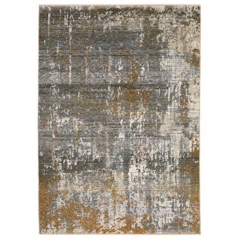 Oriental Weavers Hayden Area Rug - HAY06-7'10" x 10'10" - in Grey/Gold - Modern Style, Stain Resistant, Family and Pet Friendly, Dining, Living Room Rug
